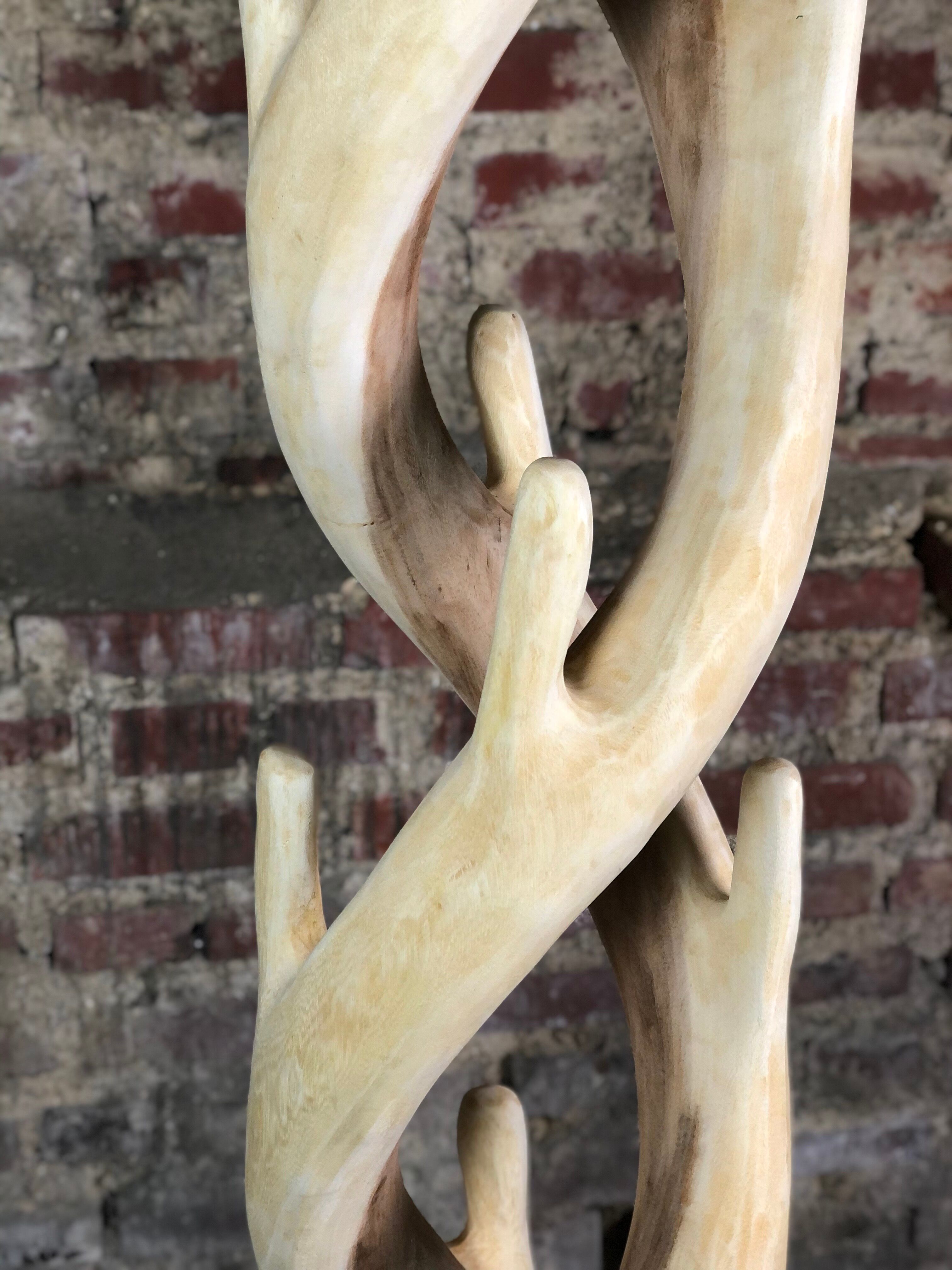 Brutalist coat rack carved in Suar WOOD HT 193 cm