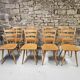 Lot of 8 country bistro chairs from the 1970s