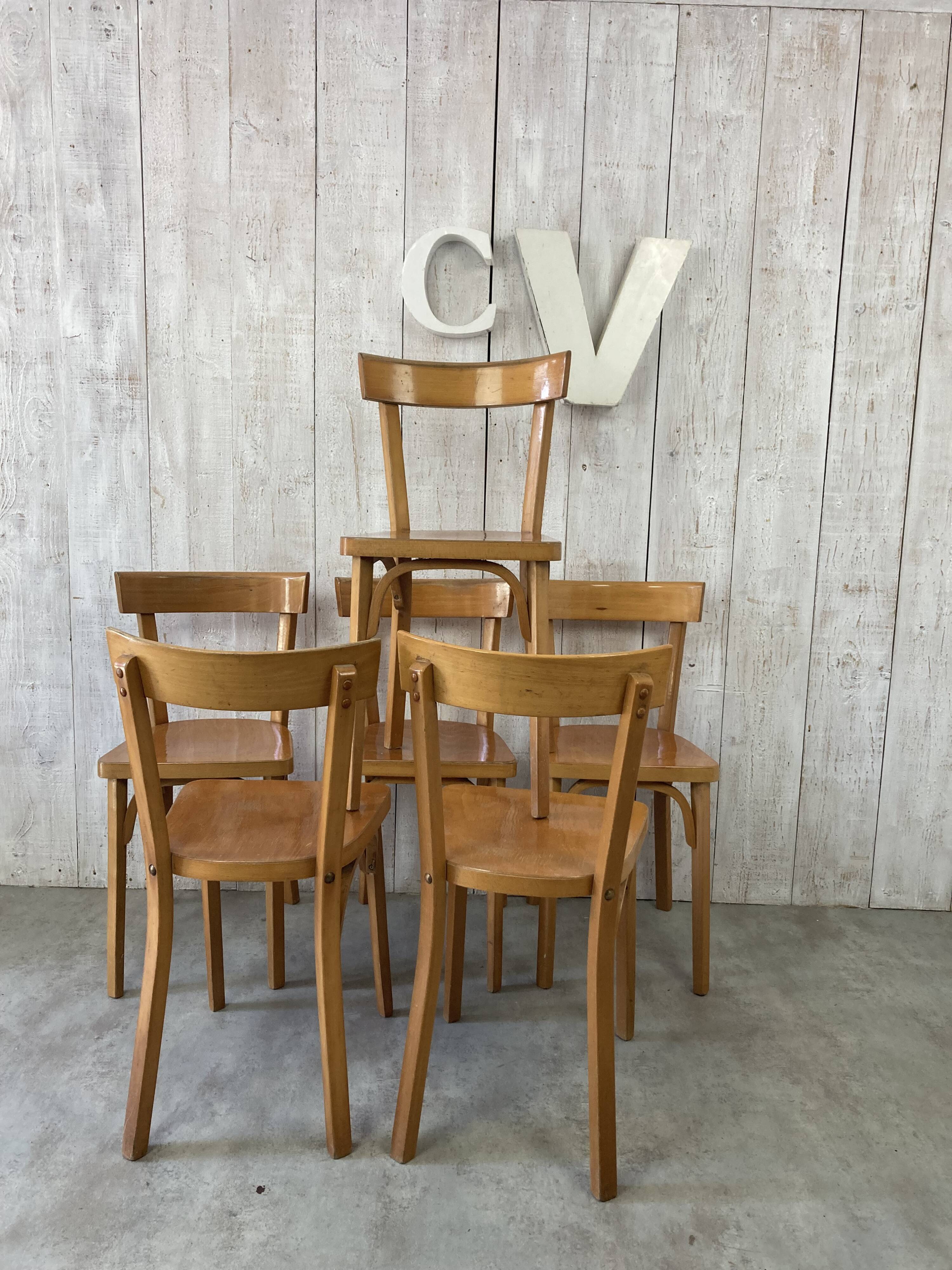 Ensemble de 6 chaises bistrot Baumann