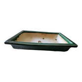 Pot bonsaï rectangulaire céramique émaillée vert