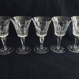 Set of 5 crystal water glasses of Saint Louis Camargue model