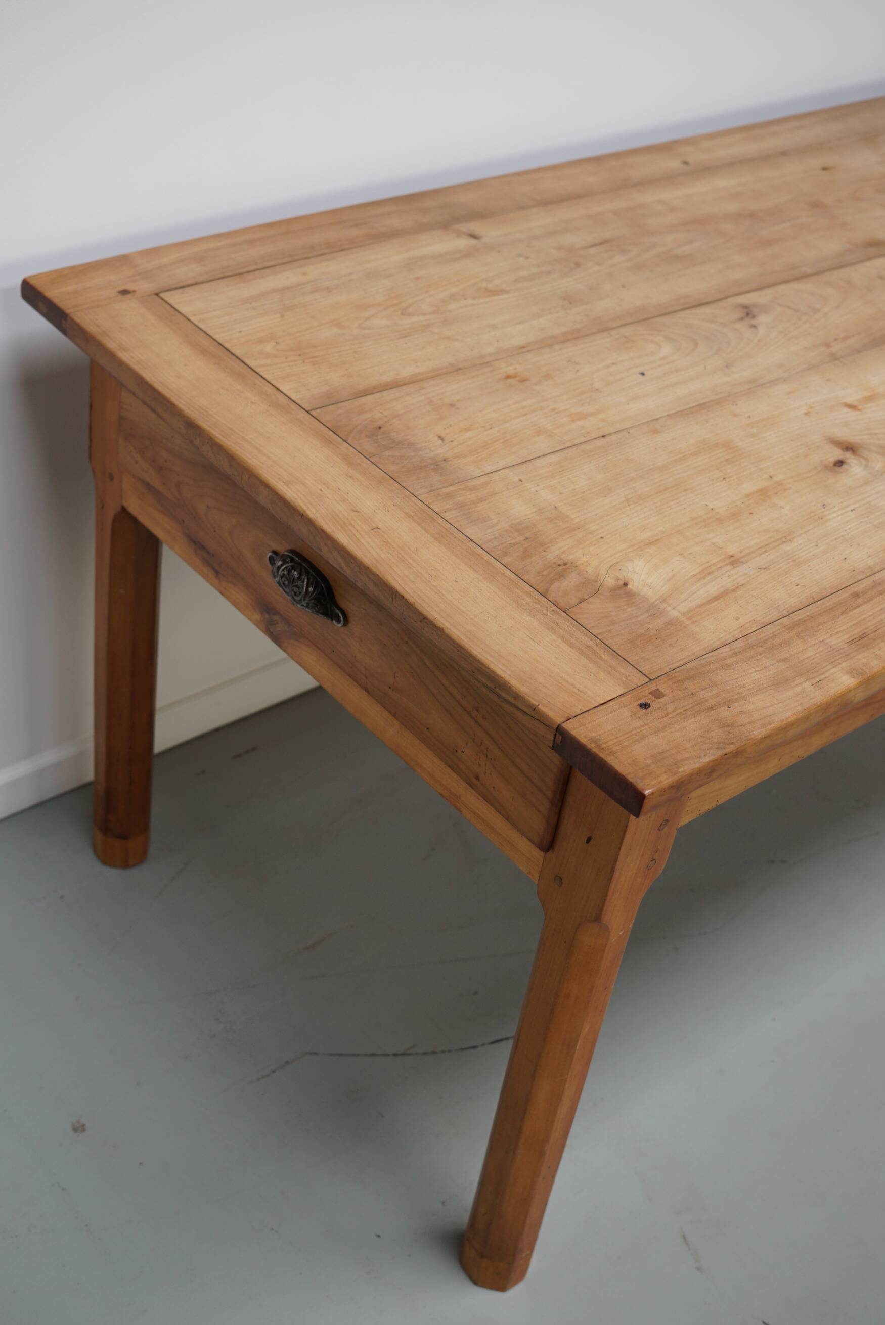 Antique Cherry French Farmhouse Dining Table, 19th Century