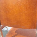 3 stainless steel tube chairs and faux leather, vintage