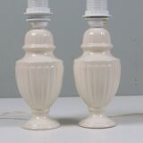 Set of 2 ceramic bedside lamps with paisley pattern shade.