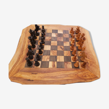 Rustic wooden chessboard with drawers, chess set 19