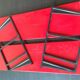 Carmine red wall flooring by Schubert Werk / vintage 60s-70s