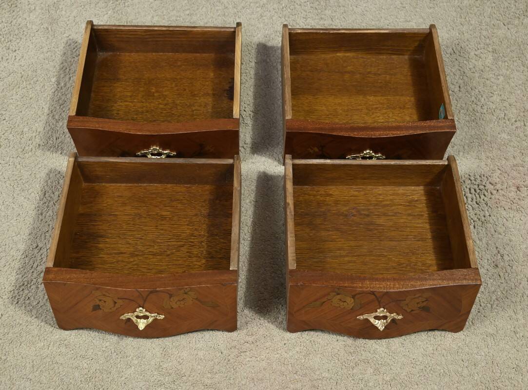 Pair of marquetry bedside tables, Louis XV style – 1960