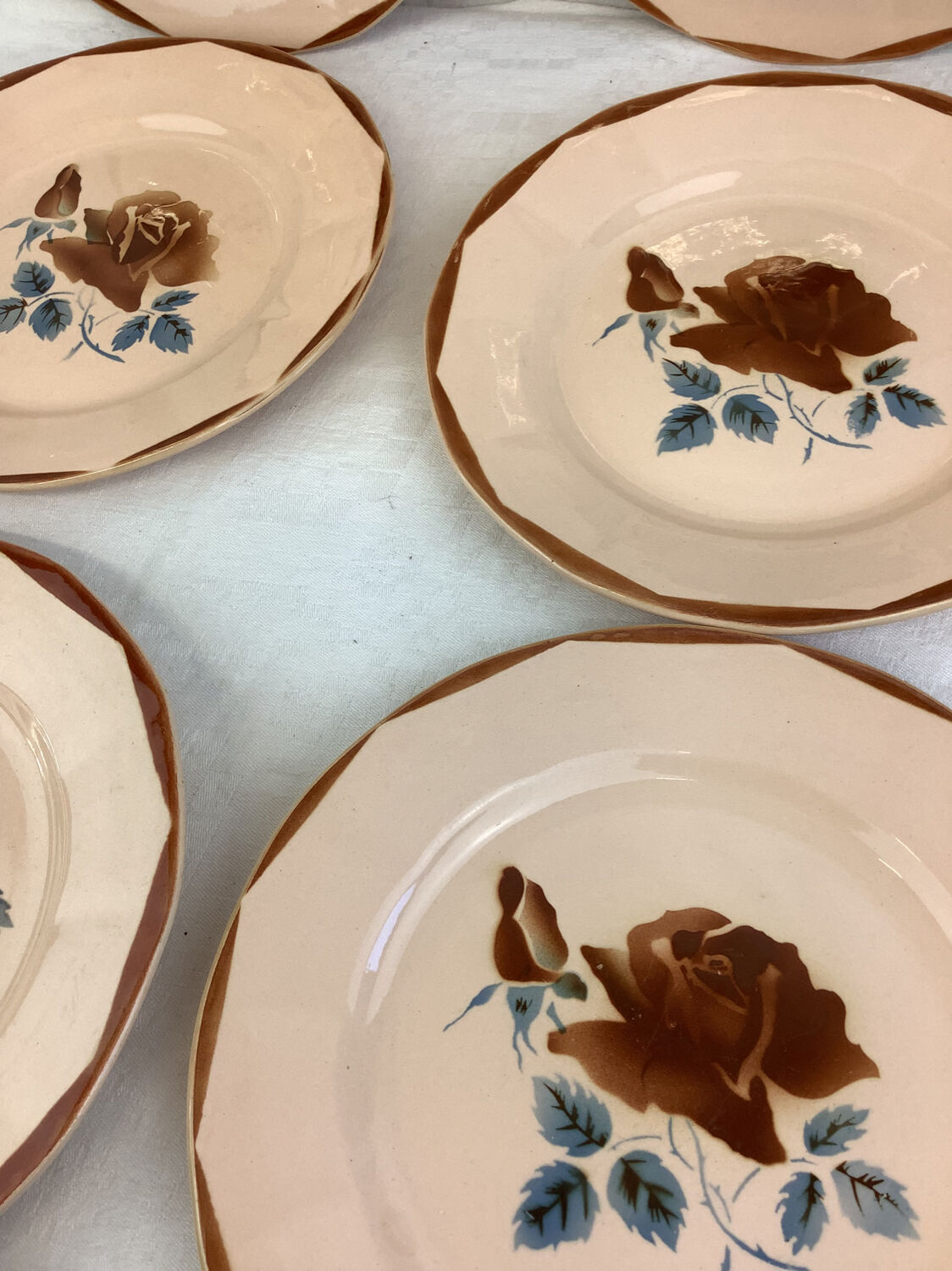6 old flat plates made in france digoin sarreguemines