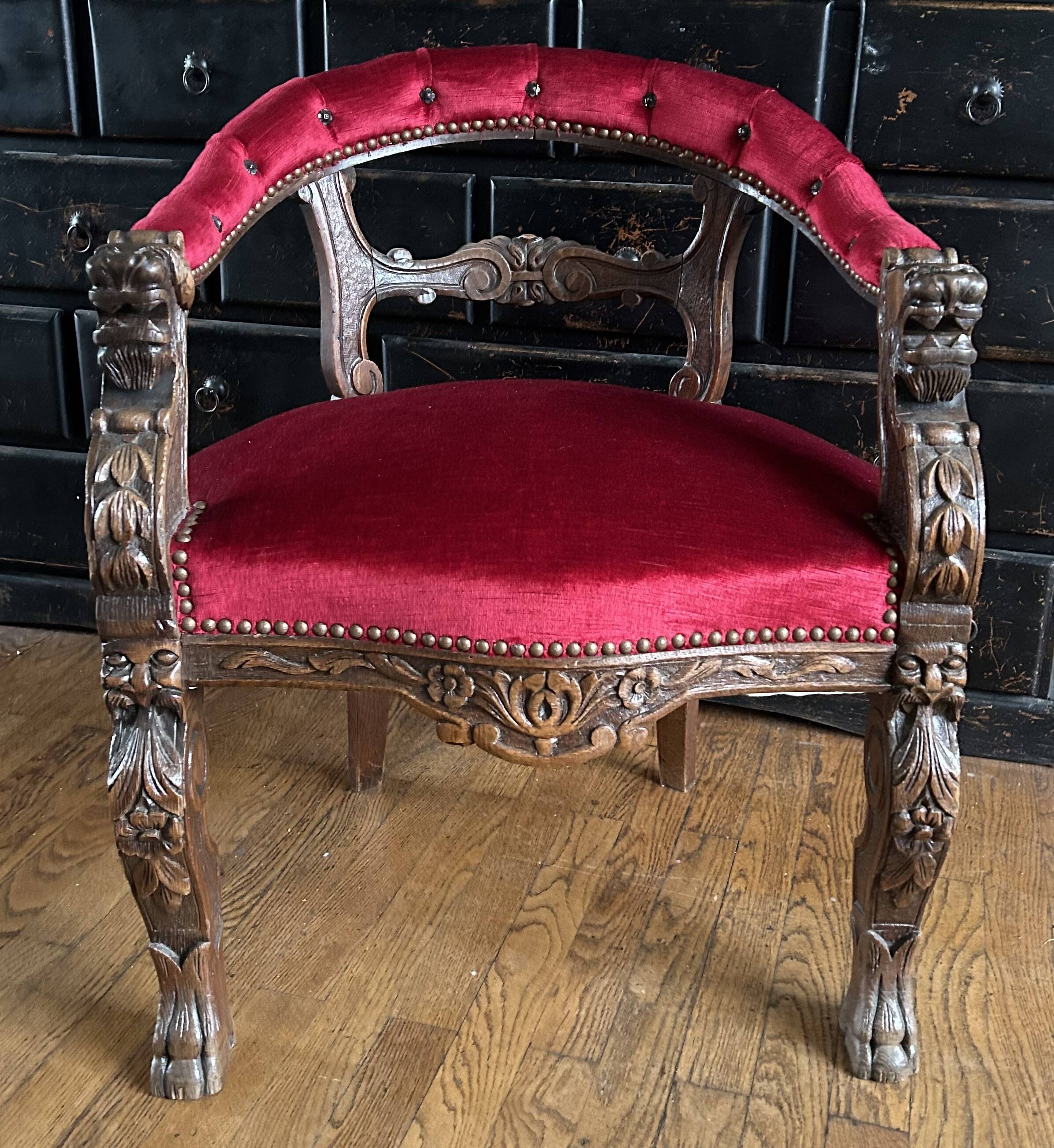 old carved office desk chair