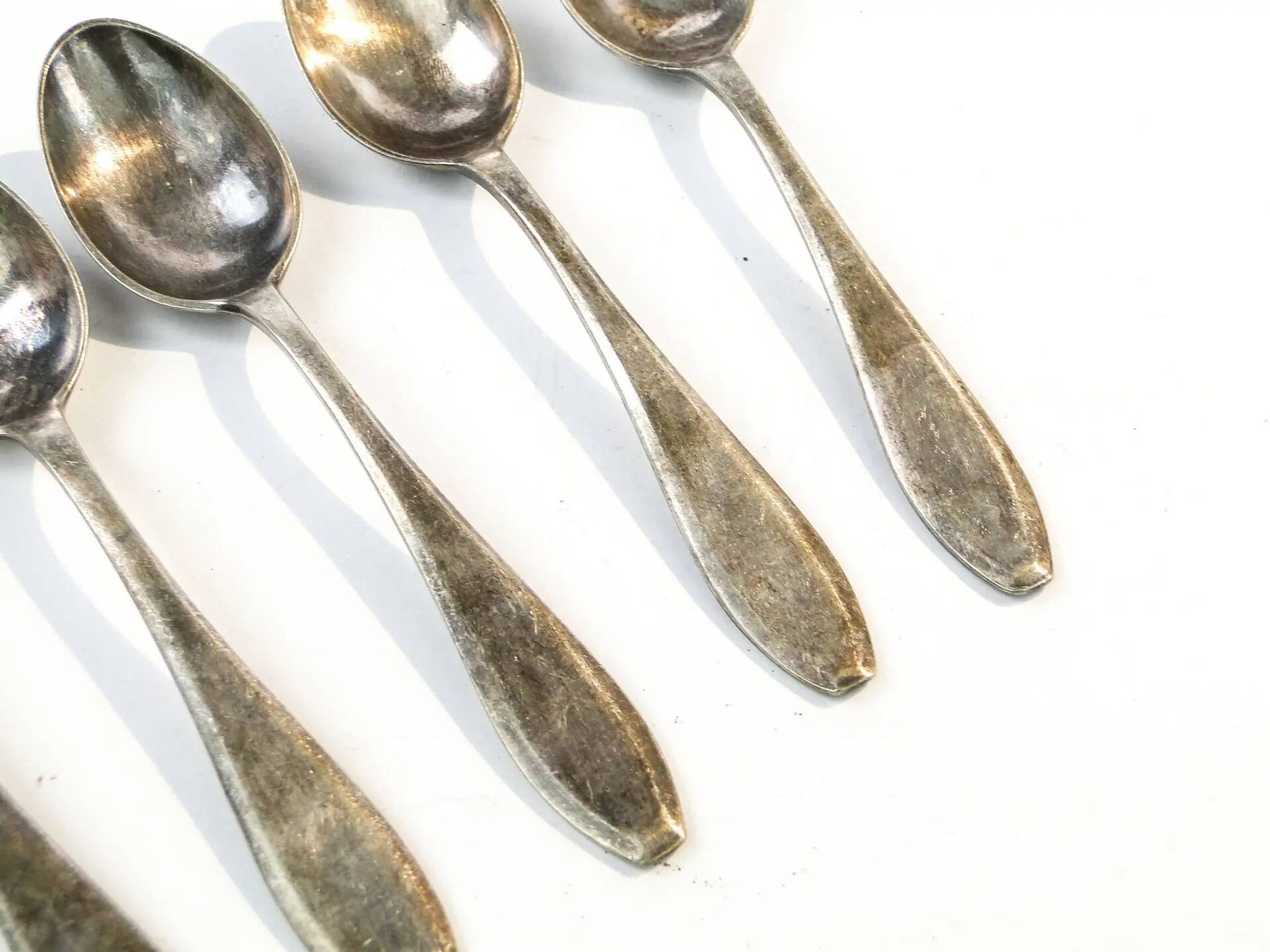 Set of mocha spoons, mid-century modern, silver-plated brass, D. Fraget, Poland, 1950s