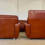 Vintage Danish mid-century Svend Skipper leather club chairs 1970s