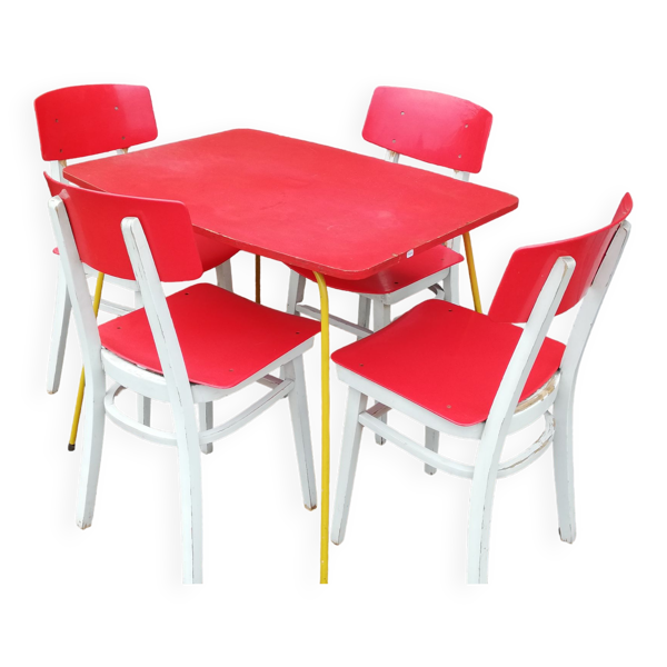 Lot de 4 chaise et une table vintage , années 70