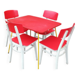 Set of 4 chairs and a vintage table, 70s