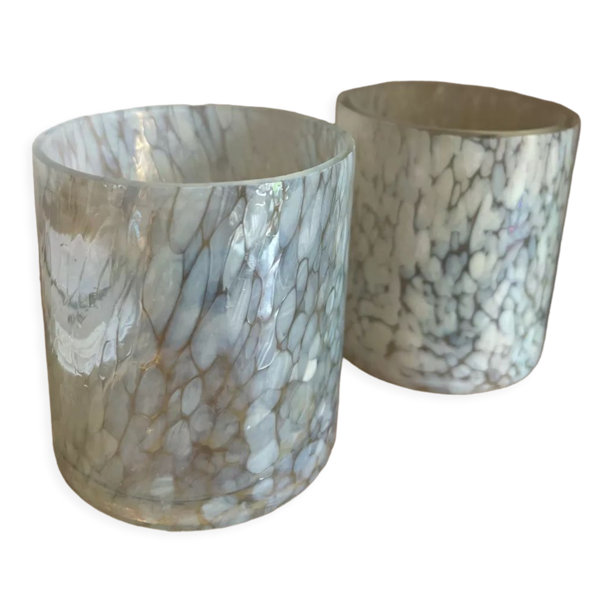 Set of two designer glass candle holders