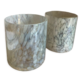 Set of two designer glass candle holders