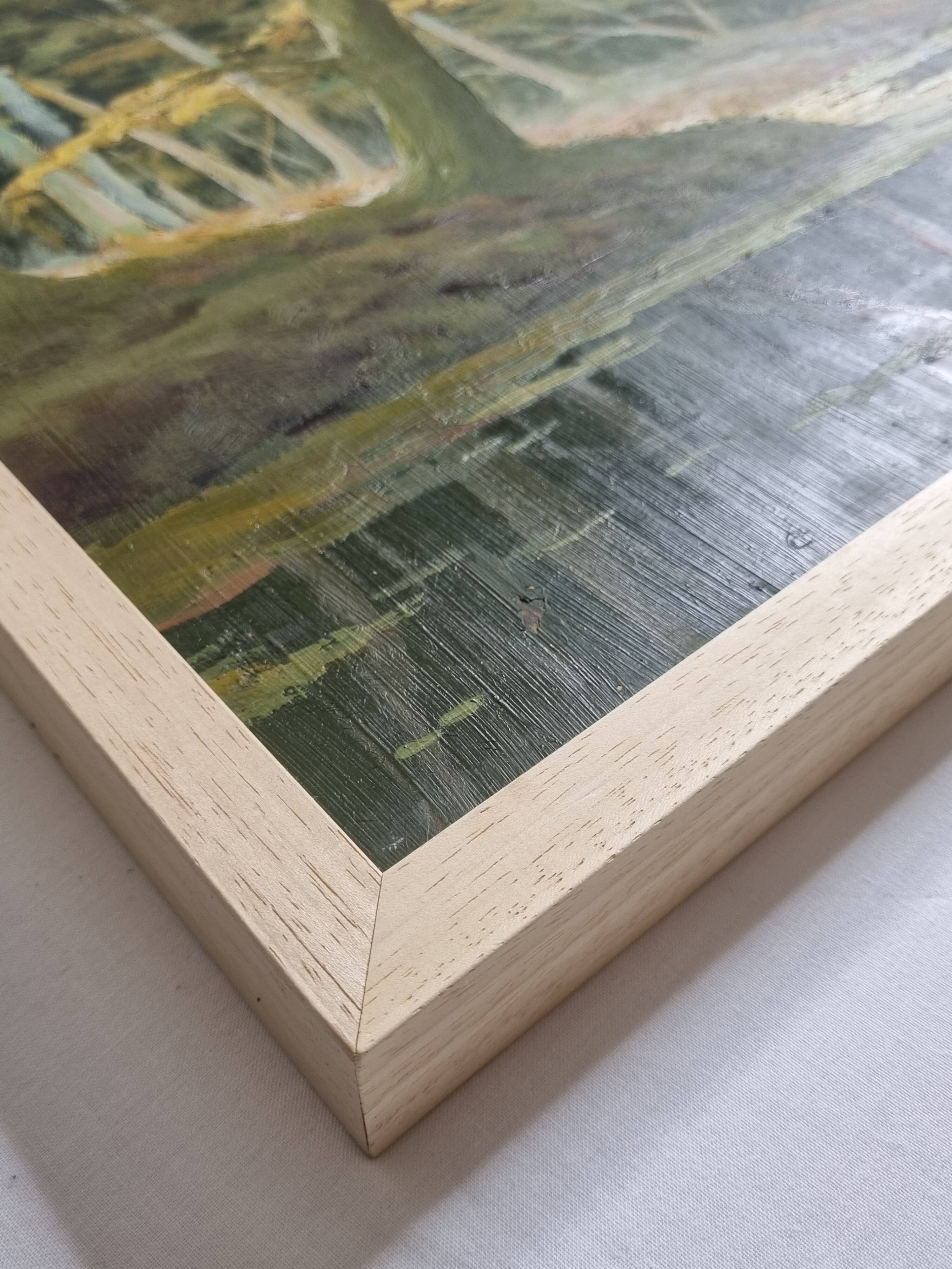 Oil on panel signed by Maurice Leuleu Autumn landscape 104x54 cm framed