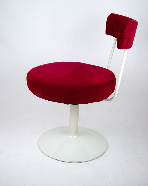 Chaise cocktail tulipe rotative des années 60 en velours rouge