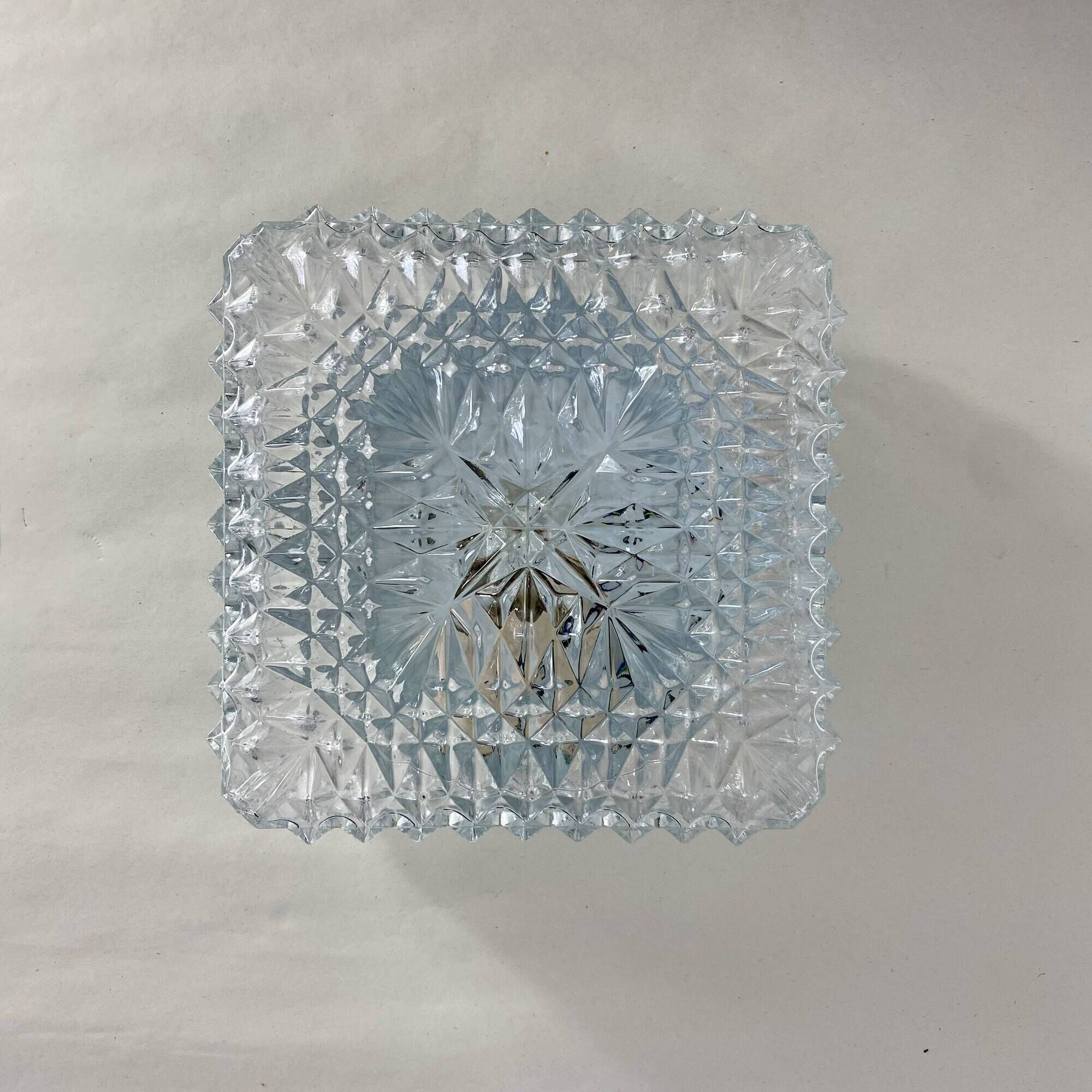 Wall light ceiling square glass minimalist porthole 1970 1980 seventies eighties LAMP-7311