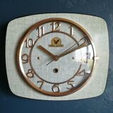 Vintage formica clock silent rectangular wall clock "Super Quinze Vert"