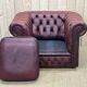 Chesterfield armchair in red leather from the 1980s