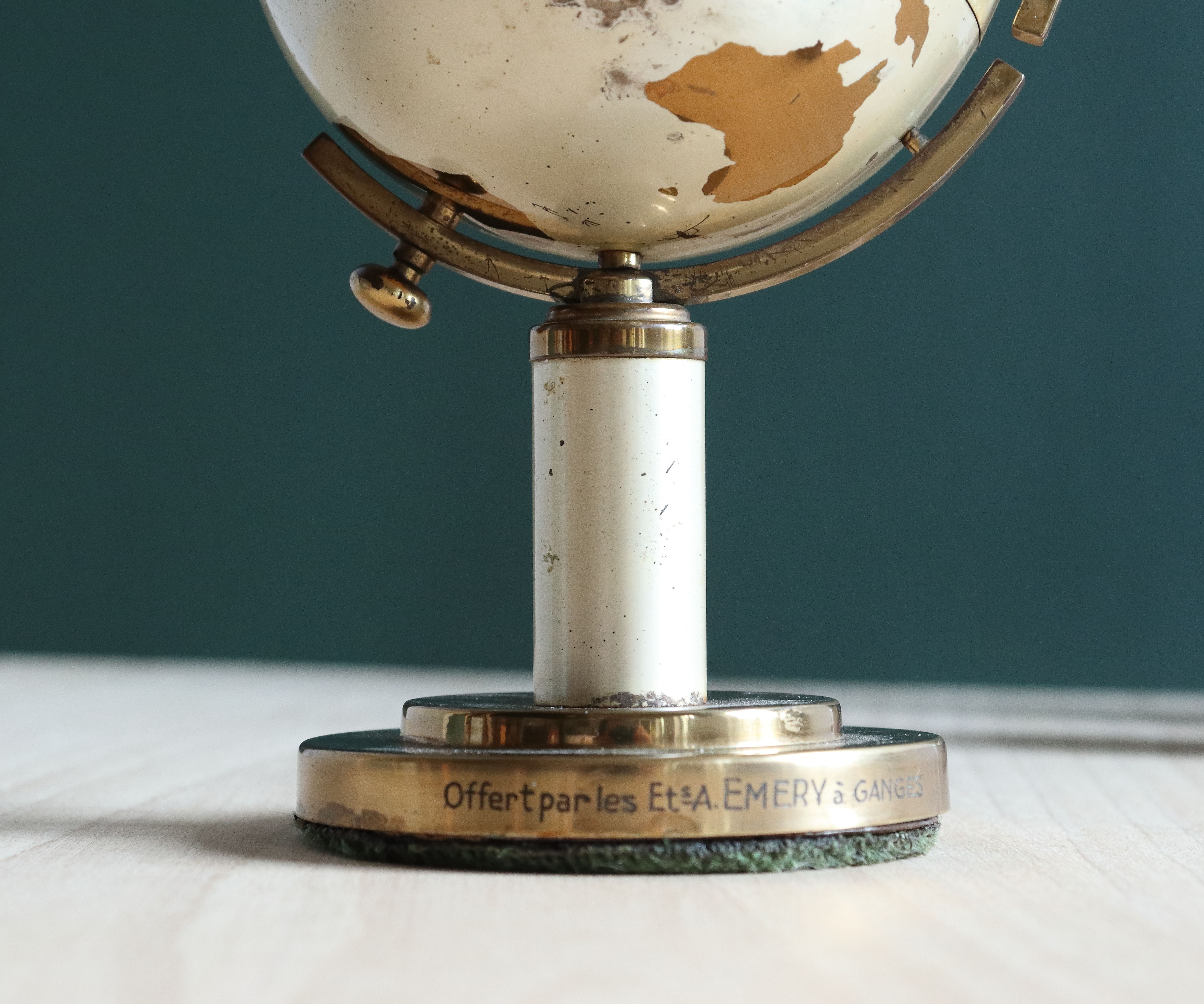 Globe Planet brass cigarette dispenser