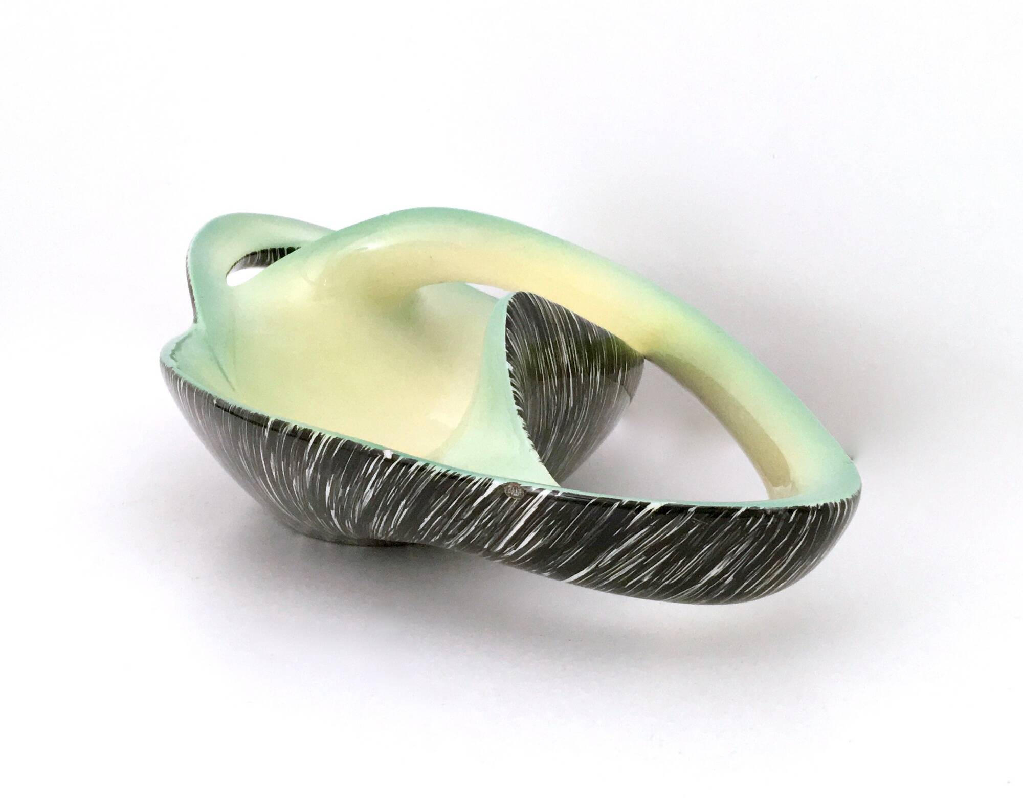 Sinuous Vintage Black, Yellow and Green Ceramic Centrepiece by Vibi, Italy