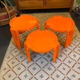 Set of 3 orange nesting tables from Kartell