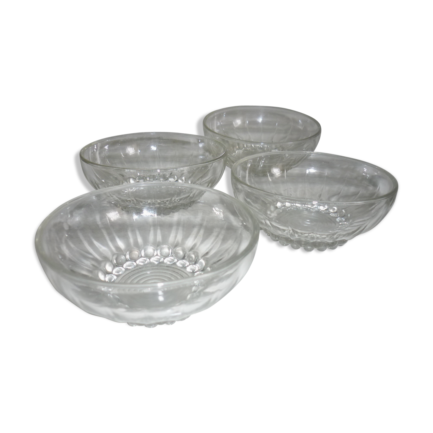 4 beaded glass ramekins