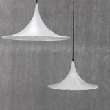 1970s Pair of Guzzini "Trumpet" Pendant Lamps by Meblo , Italy