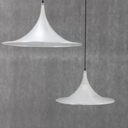 1970s Pair of Guzzini "Trumpet" Pendant Lamps by Meblo , Italy