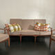 Salon scandinave vintage en teck — canapé 3 places et 2 fauteuils
