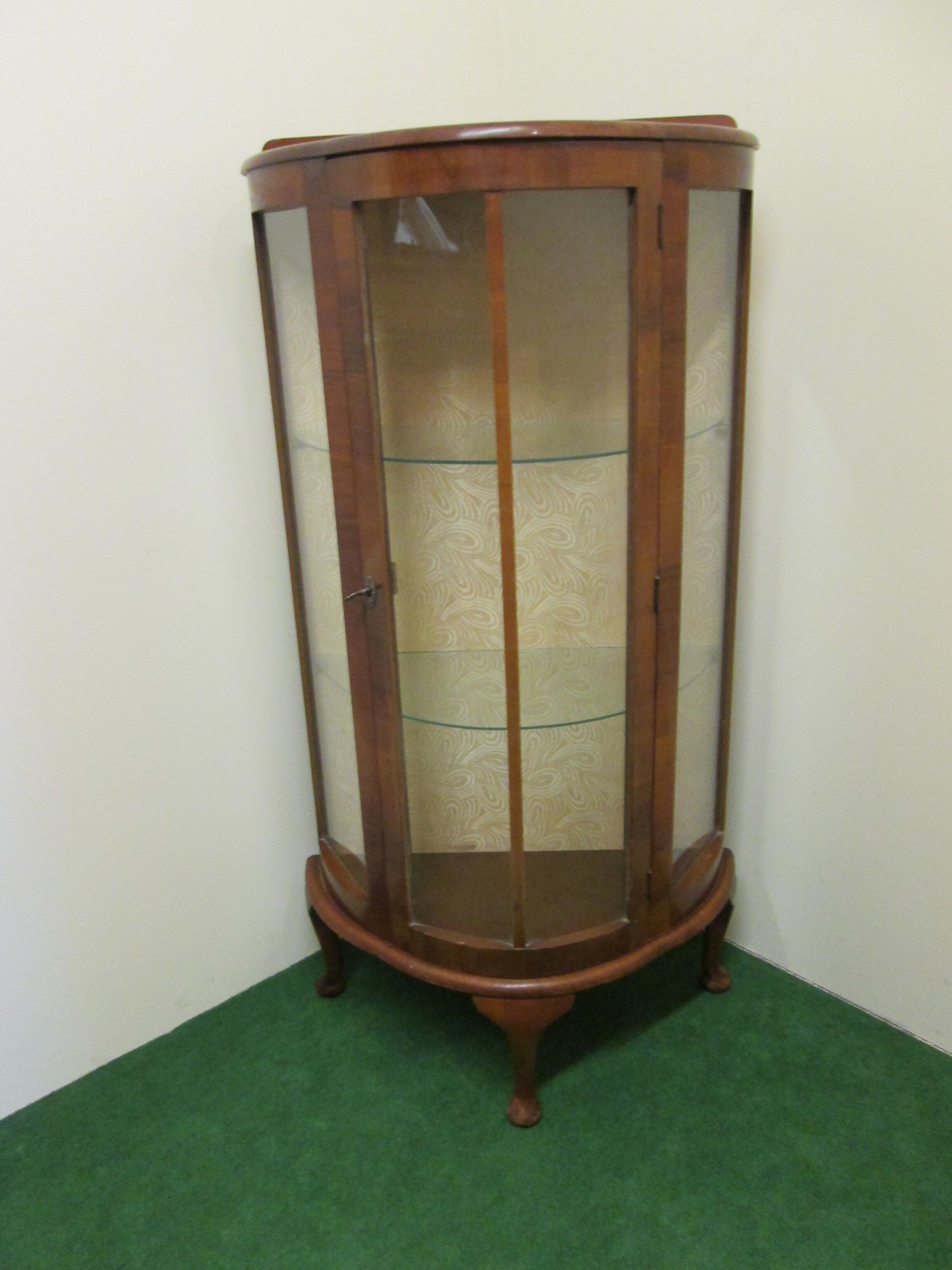 English art deco walnut showcase