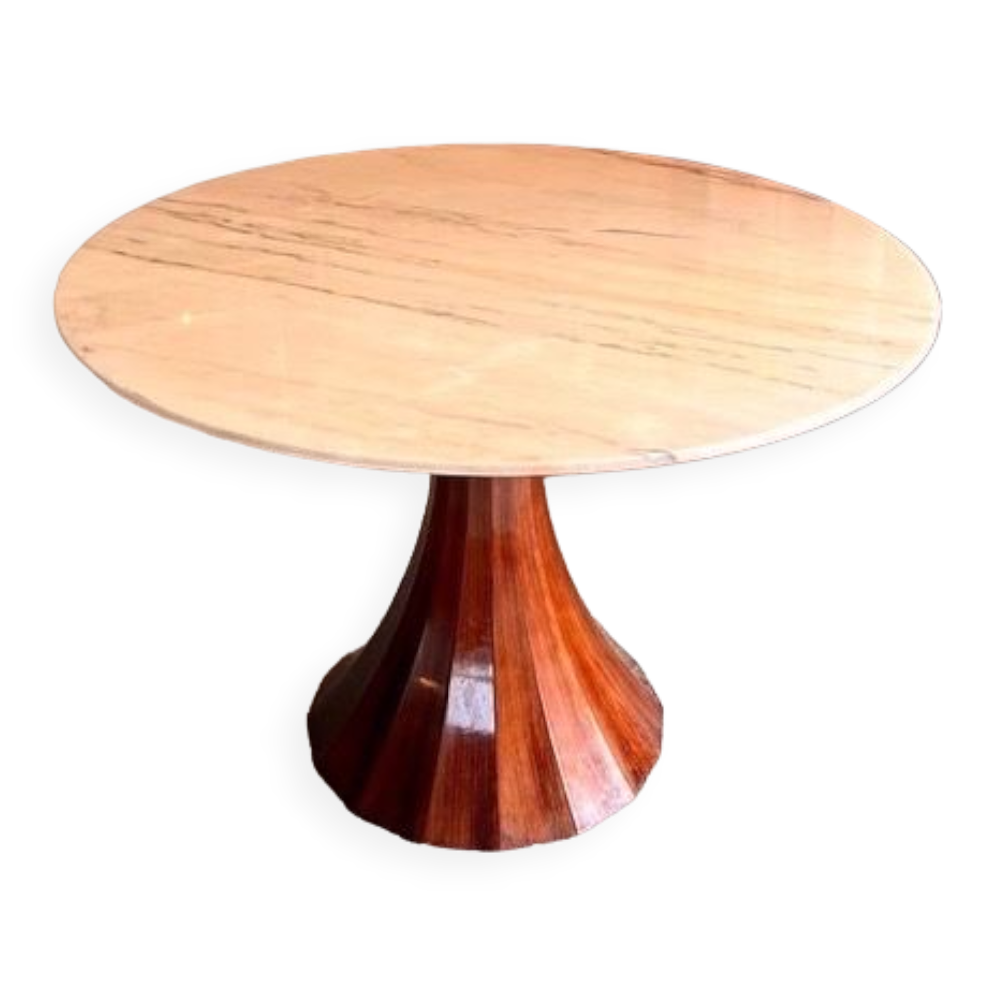 Marble and rosewood round dining table