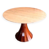 Marble and rosewood round dining table