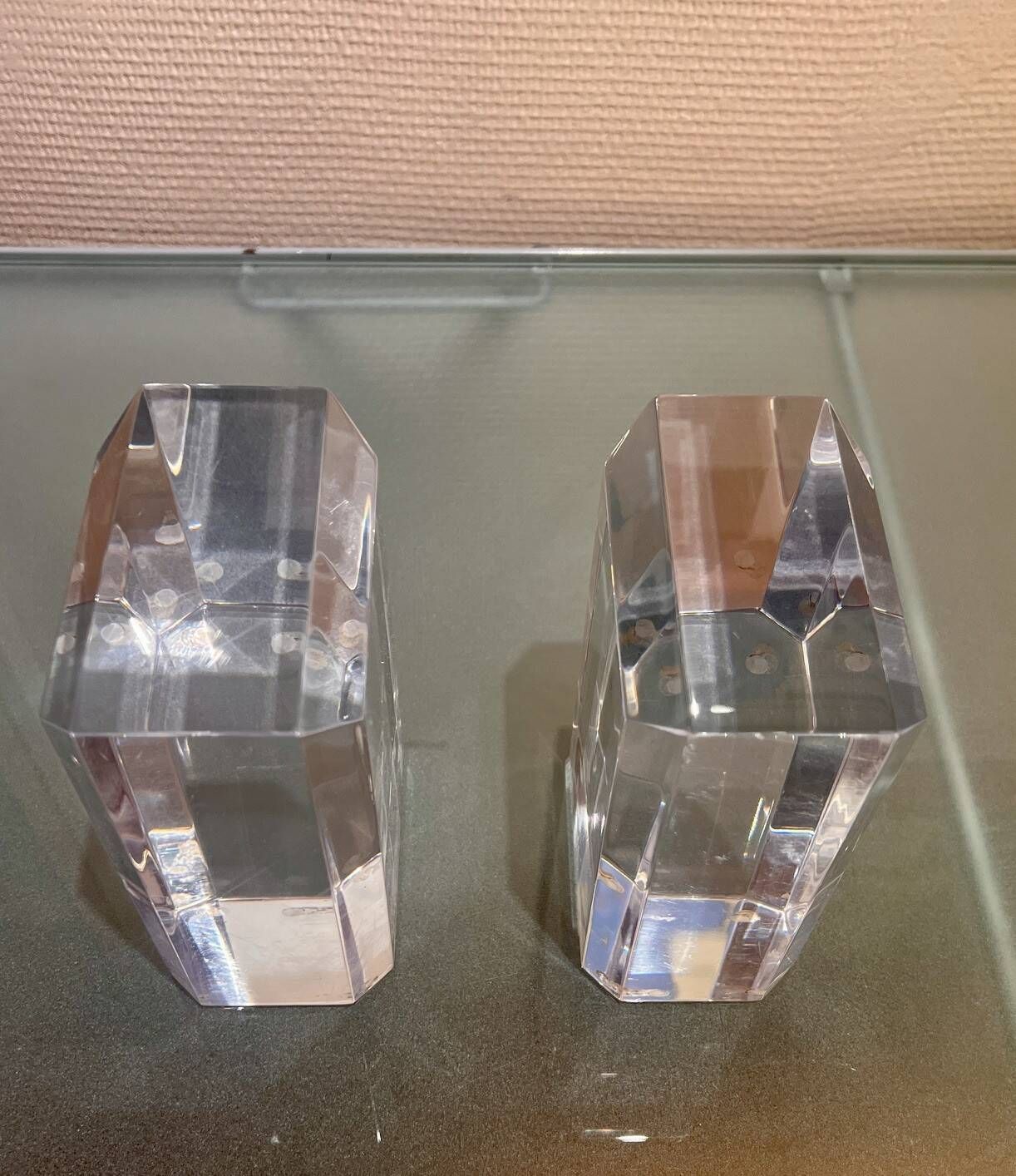 Ritts bookends, astrolite lucite, 1970s