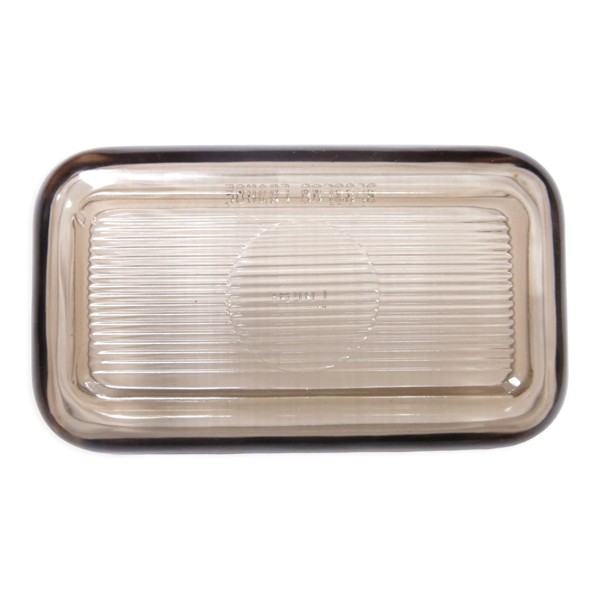 Black amber glass butter dish from lever
