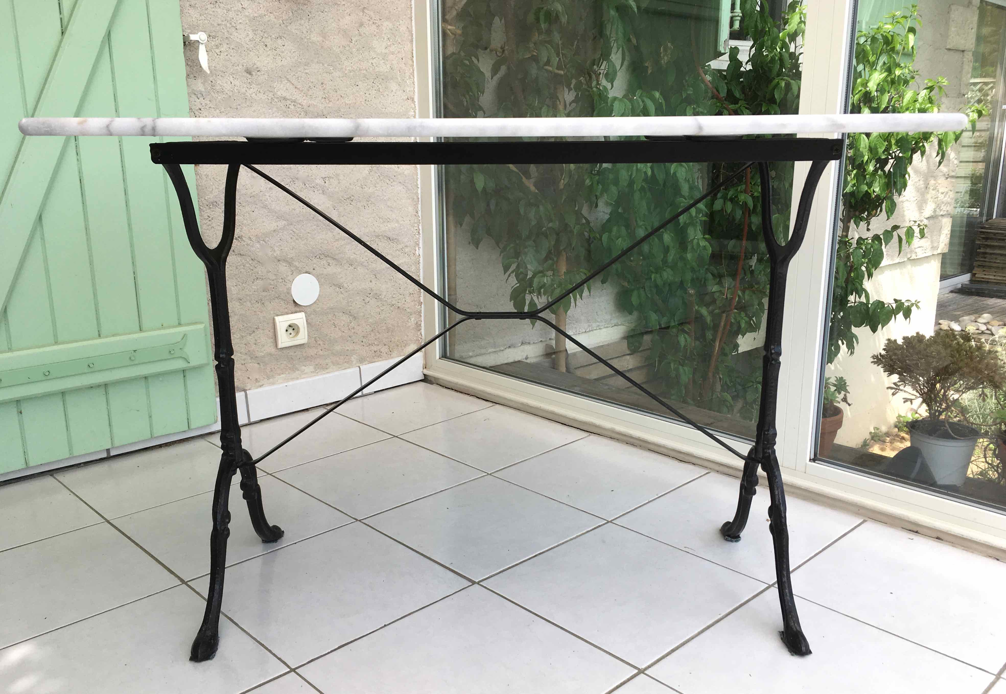 Marble and cast iron bistro table