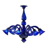 Contemporary Translucent Azzurre Murano Style Glass Chandelier
