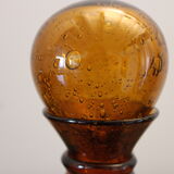 Biot decanter in blown glass bubbled orange hue