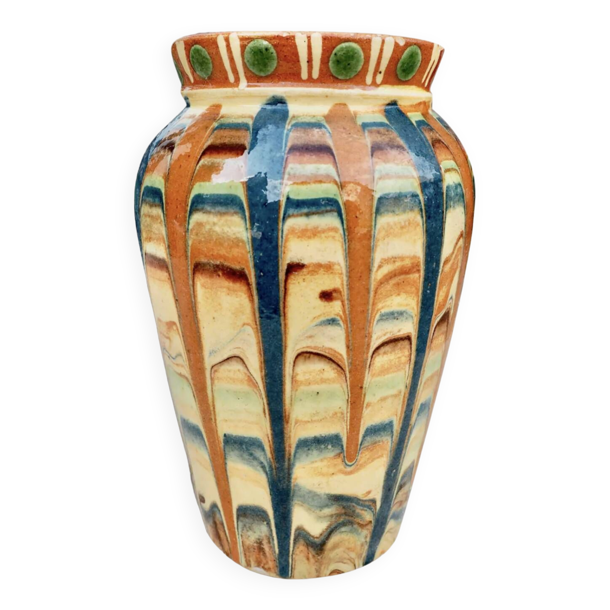 Handcrafted vase with glazes, 1970s