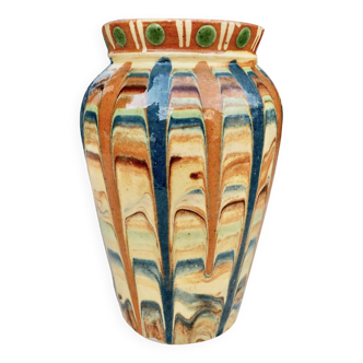 Handcrafted vase with glazes, 1970s