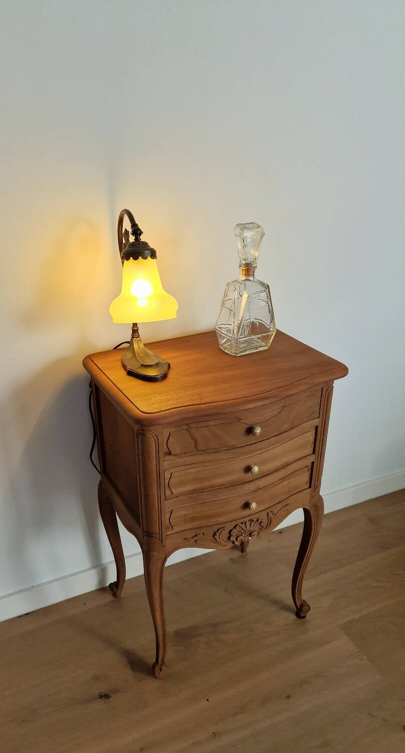 Louis XV style wooden bedside chest of drawers