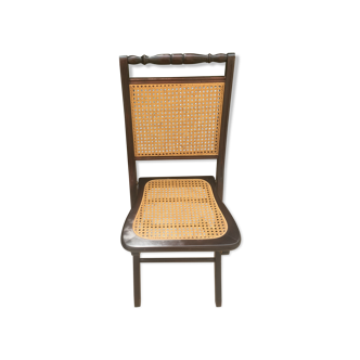 Chaise pliante bois et cannage
