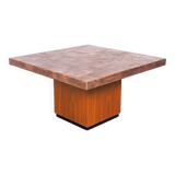 coffee table in copper and teak by heinz lilienthal, 1970s