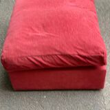 Large burgundy velvet pouf