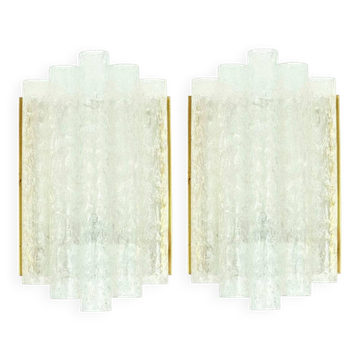 Paire de lampes murales en verre glacé de style mid-century moderne de Doria, Allemagne, années 1960.