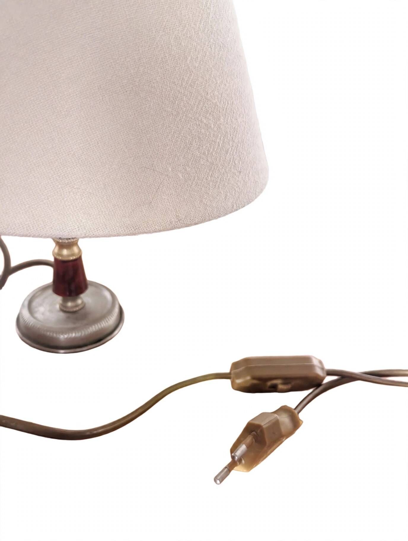 Vintage Bakelite & Brass Shell Table Lamp - Linen Shade - Years