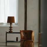 Chair made from hand-carved pine with storage, modern Swedish style, wabi-sabi, 1900s.