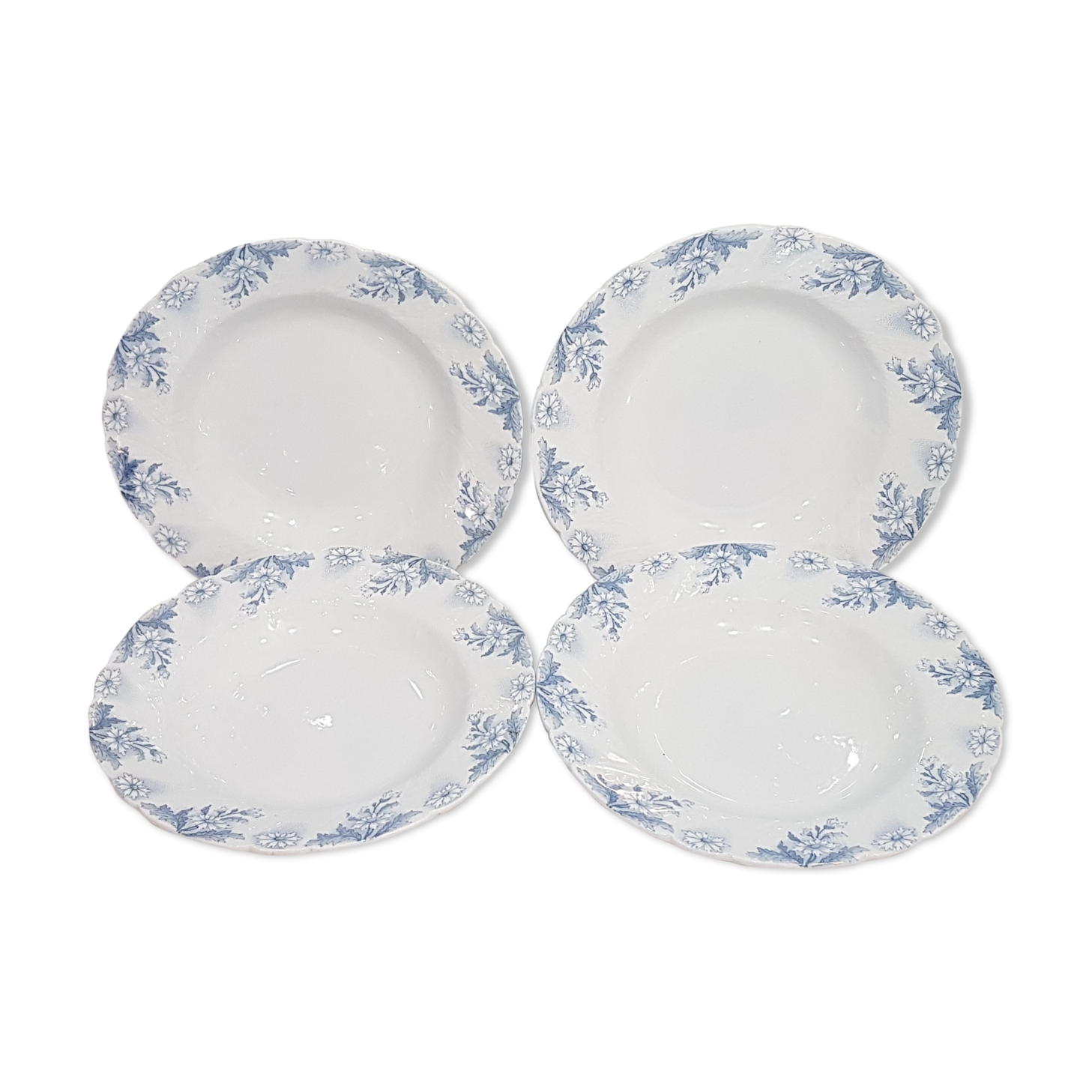 Set of 4 soup plates in Luneville earthenware model Luc, iron earth