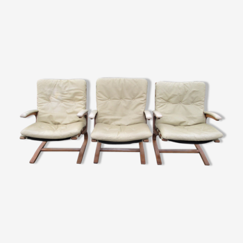 Set of Three Armchairs, Rybo Rykken & Co., Norway, 1970s